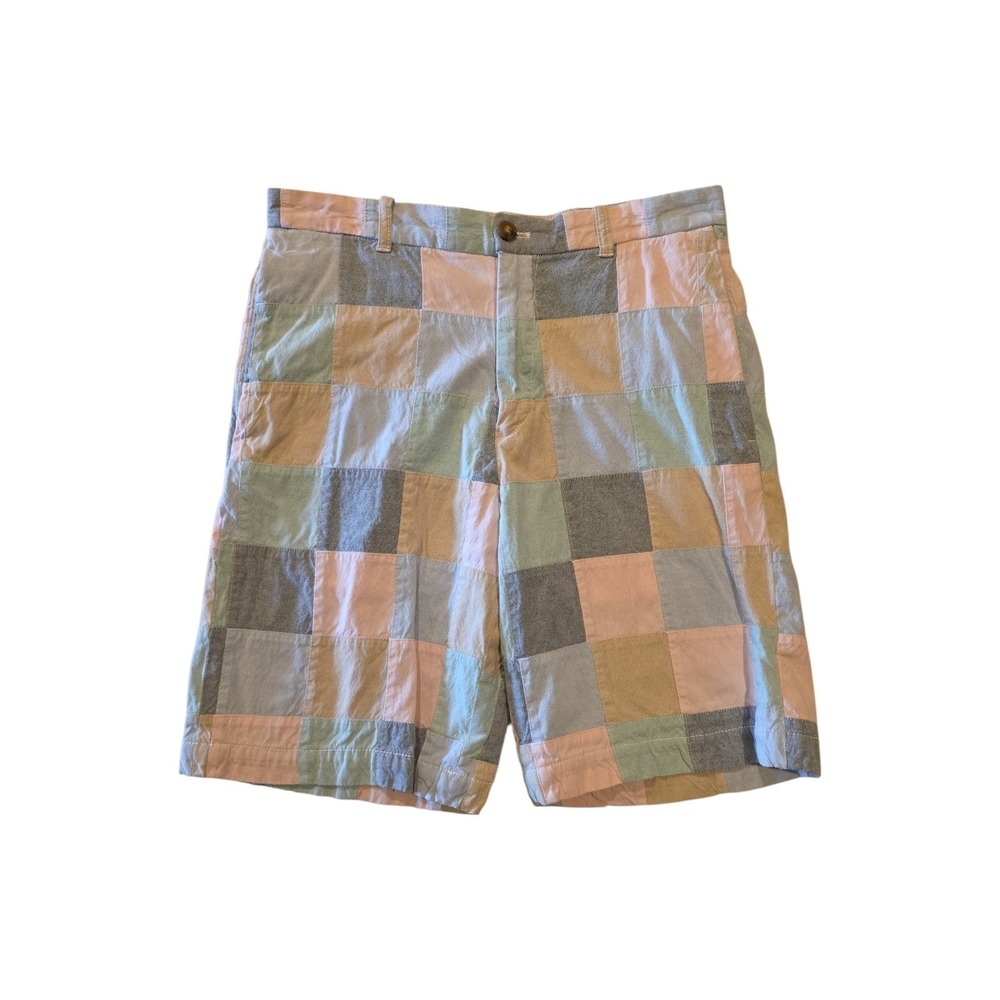 Izod Patchwork Shorts Mens 32 Multicolor Pastel Madras Preppy Golf Casual